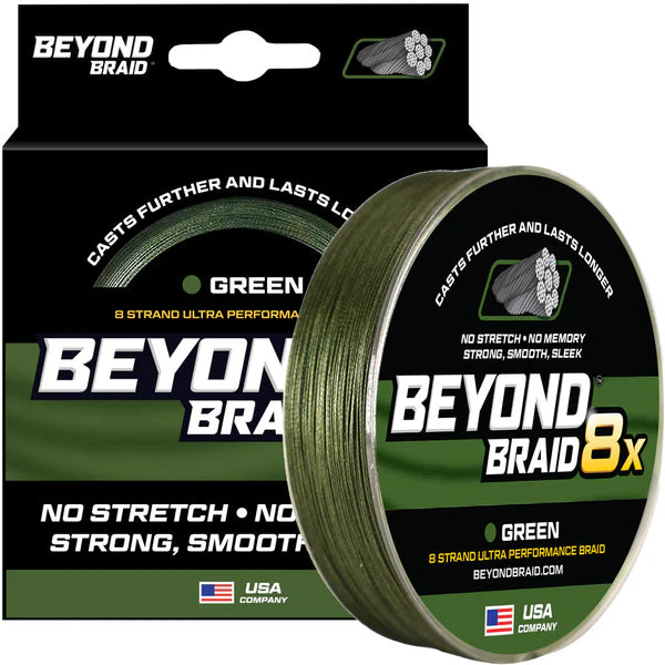 Beyond Braid GREEN 8X 300 yd 8-100 lb Spool – RB Fishing Tackle