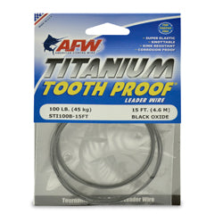 AFW Titanium Tooth Proof Single Strand Leader Wire Black Oxide 15 ft 10-100 lb - 100 image