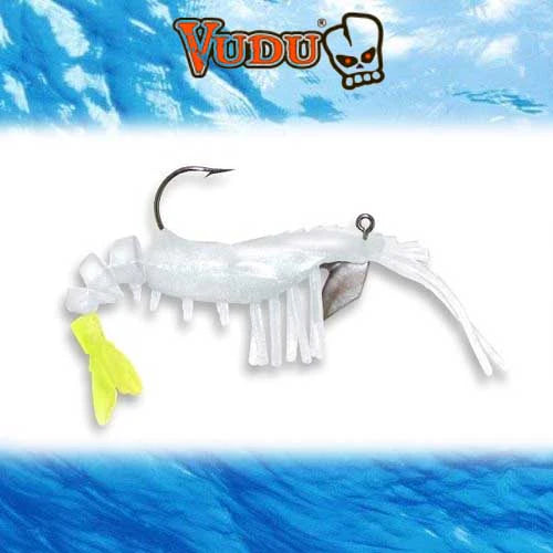 Egret Baits Jumbo Vudu Shrimp 4" 2PK - Pearl image