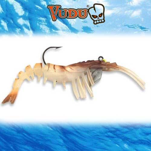 Egret Baits Jumbo Vudu Shrimp 4" 2PK - Brown image